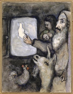 Marc Chagall, Noah lets go the dove through  the window of the Ark (Genesis VIII, 6 9)