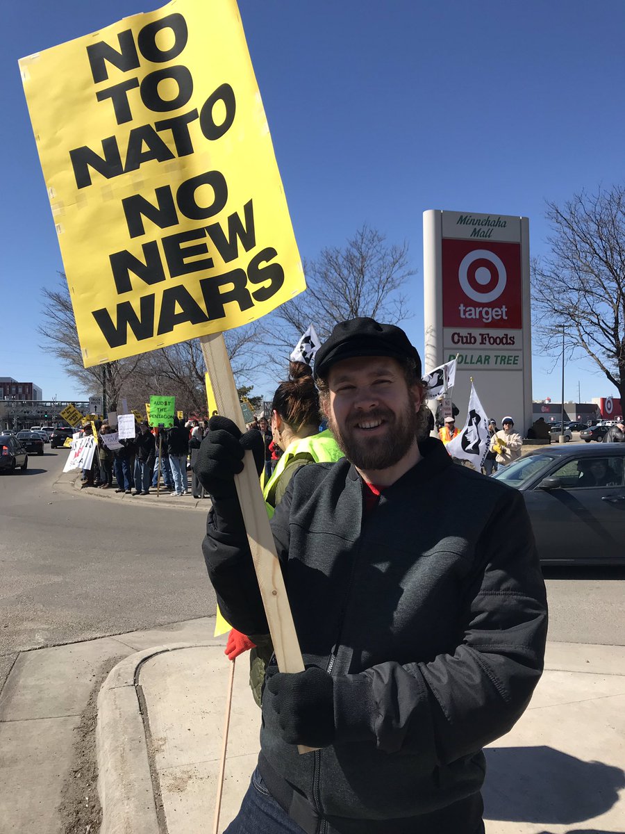 No to NATO, Hands Off Venezuela Rally and Bannering, Minneapolis MN March 30, 2019
