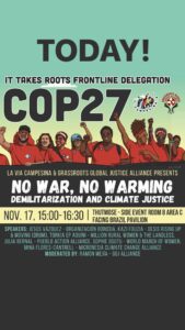 NO WAR NO WARMING COP27