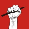 Raised fist and pen power